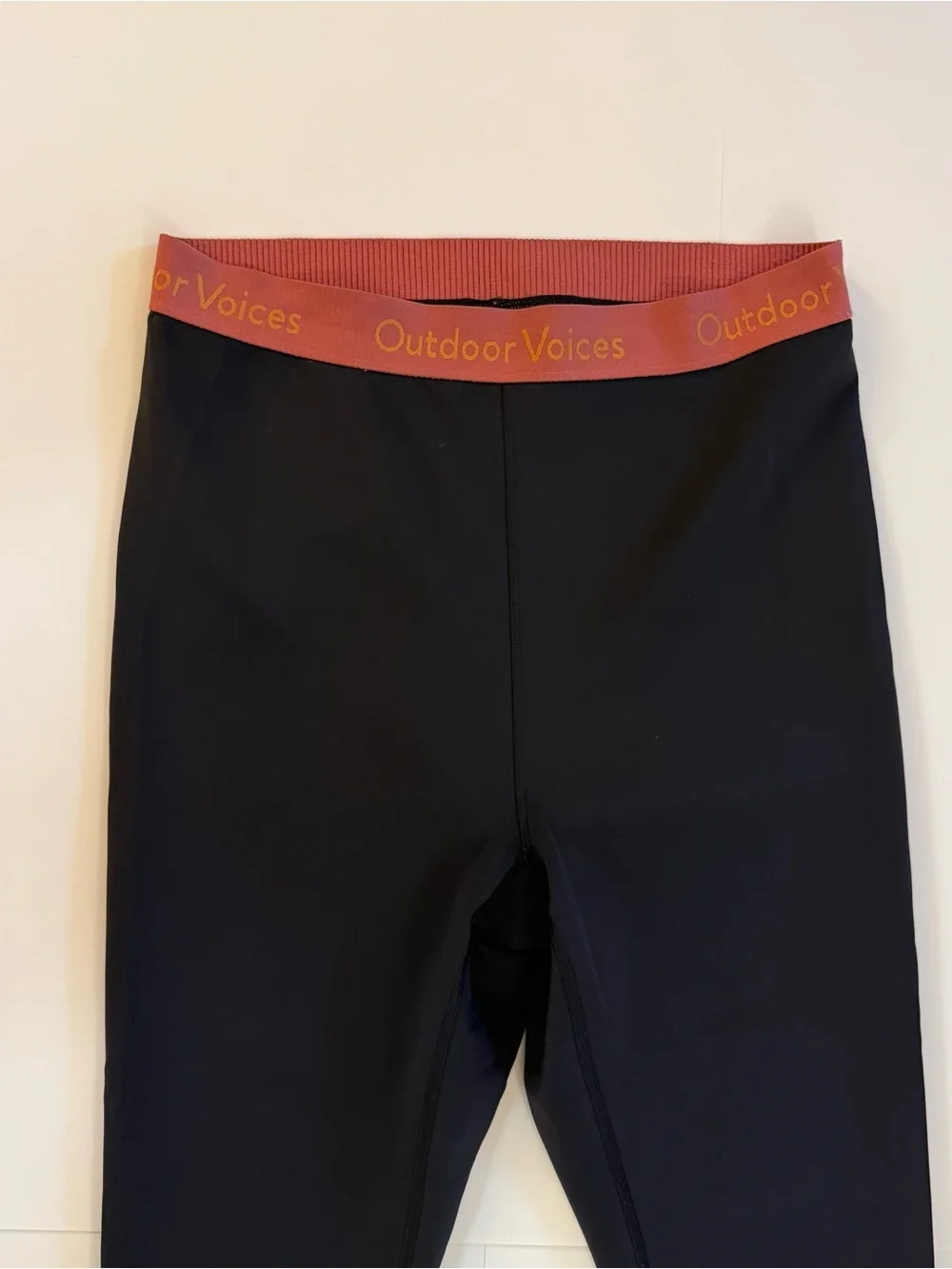 Outdoor Voices TechSweat Black Leggings Mauve Logo Waistband Large - Picture 4 of 7